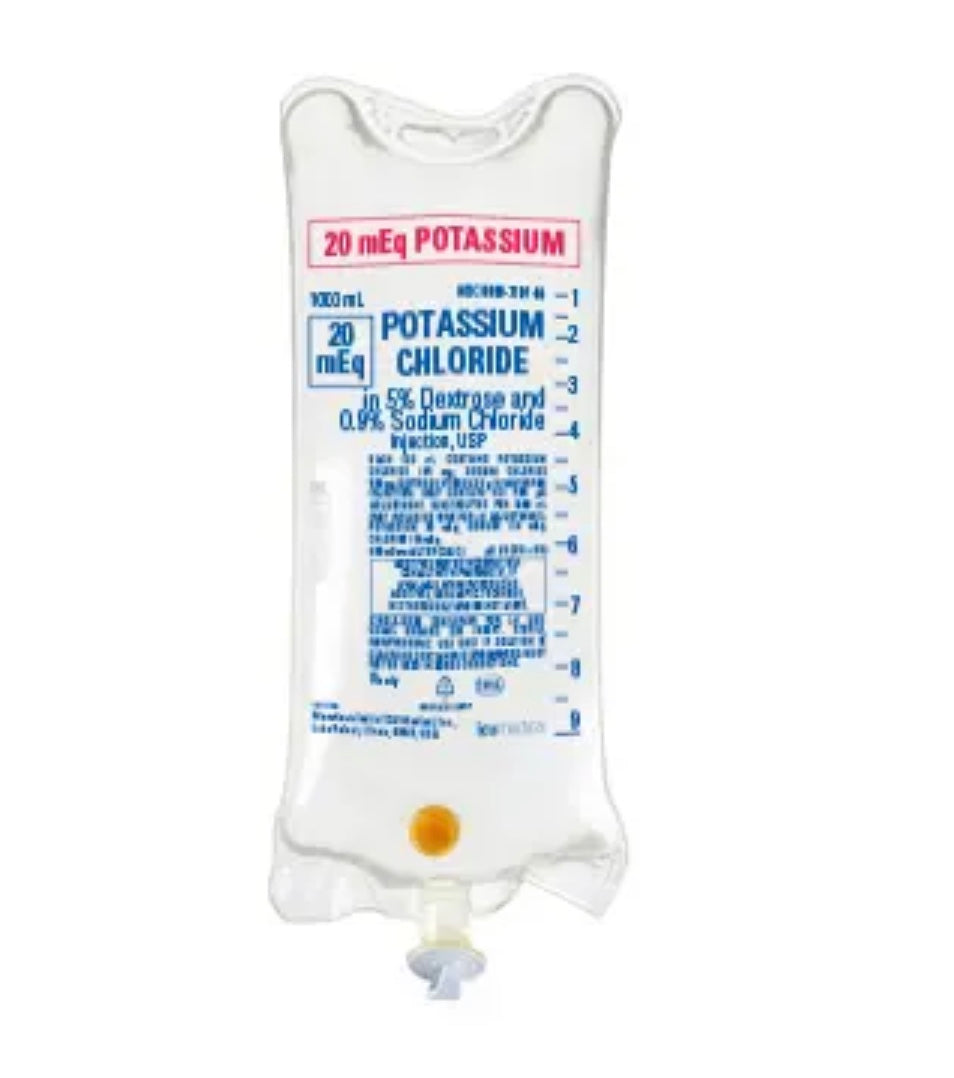 ICU MEDICAL POTASSIUM CHLORIDE 20MEQ/5% DEX/.9% SODIUM CHLORIDE 1000ML ICU710709