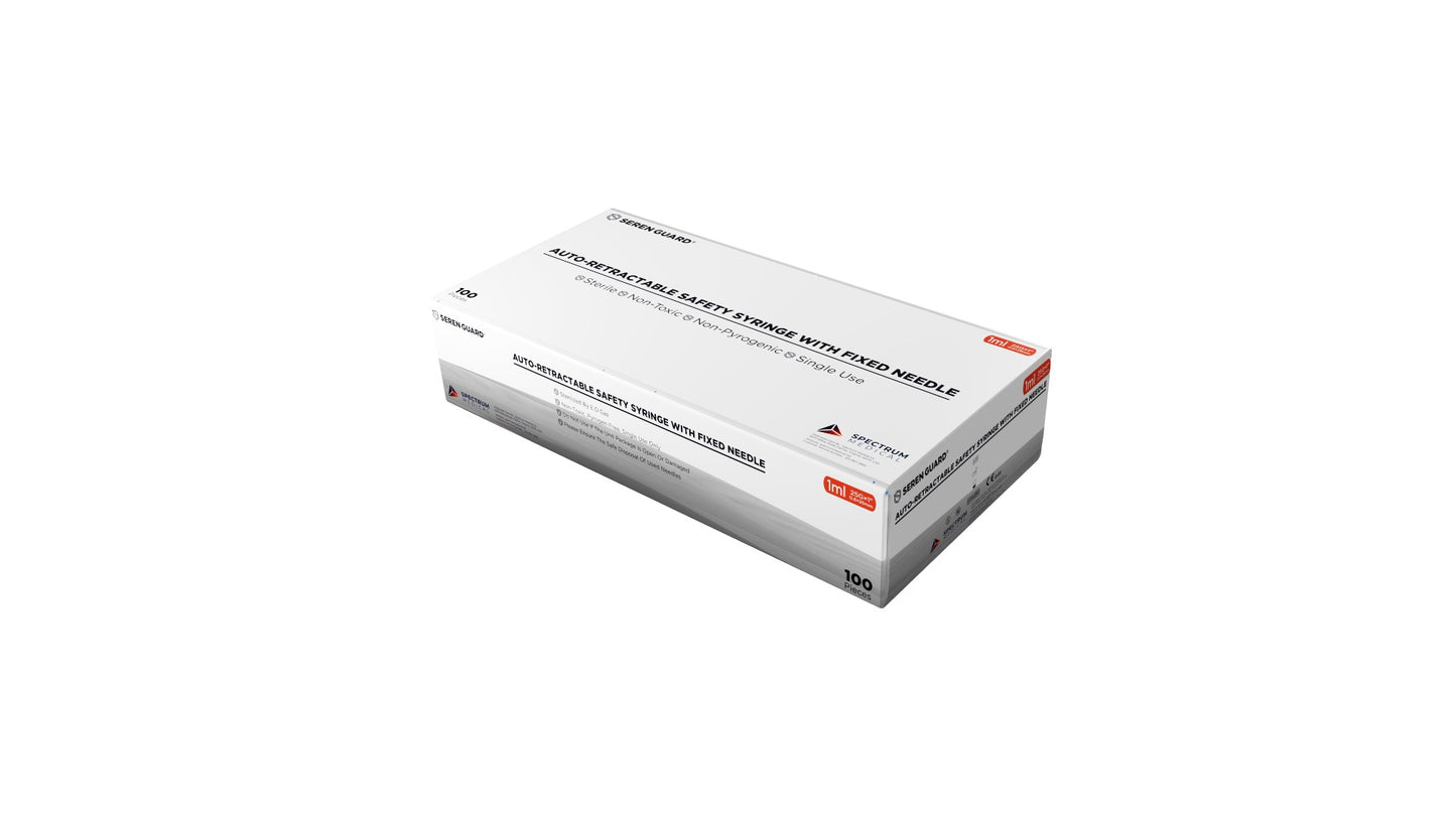 AUTO RETRACTABLE SAFETY SYRINGE WITH FIXED NEEDLE 1ML
