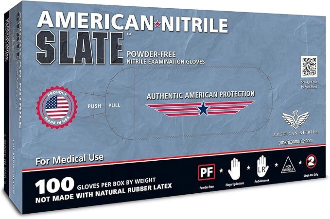 American Nitrile Exam Gloves, Latex Free Disposable Gloves, Made in the USA, TAA Approved
