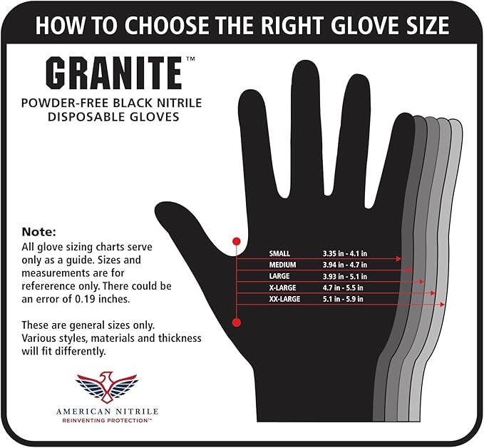 American Nitrile – Granite, Nitrile Gloves, Powder Free Disposable Gloves, Latex-Free, Made in the USA, TAA Approved