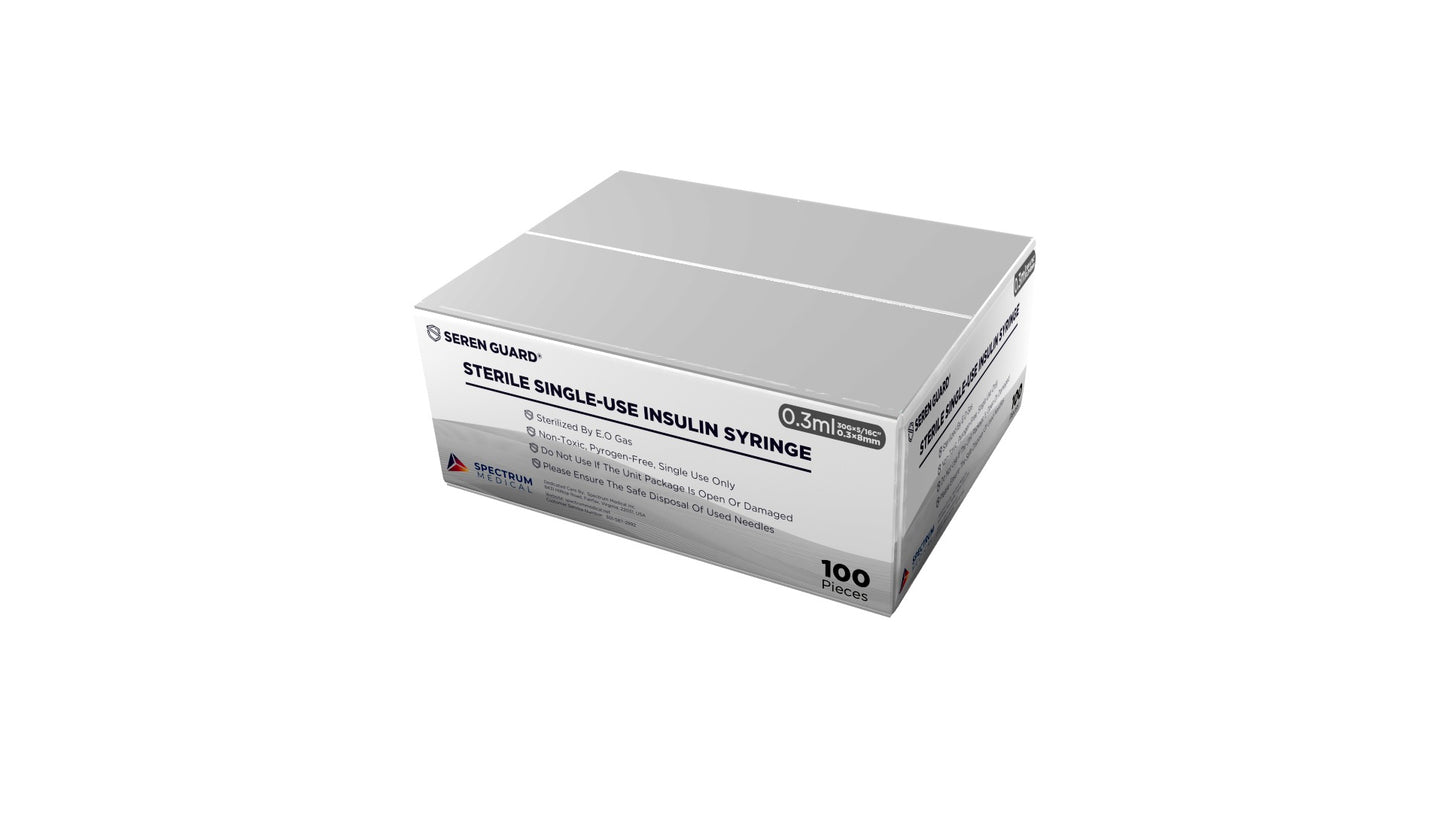 STERILE SINGLE USE INSULIN SYRINGE 30G 0.3ML (box)