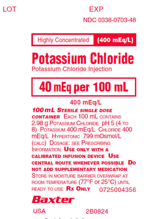 BAXTER POTASSIUM CHLORIDE 10 MEQ100ML #2B0822