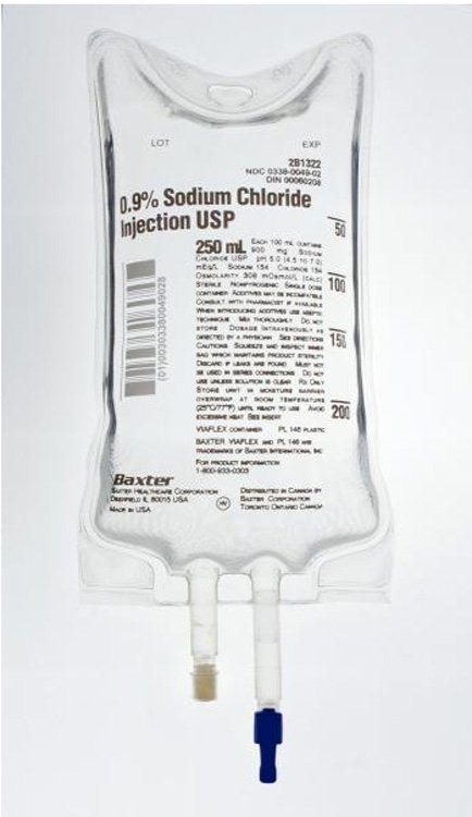 Baxter SOD CHLOR 0.9% INJ USP VIAFLEXPLASTIC 250ML MIGRATED #2B1322Q