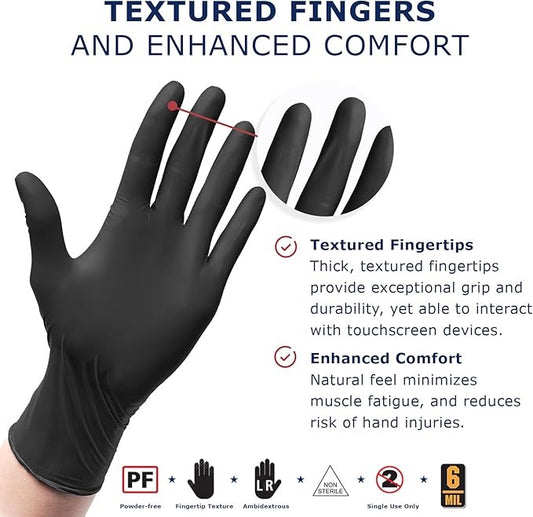 American Nitrile – Granite, Nitrile Gloves, Powder Free Disposable Gloves, Latex-Free, Made in the USA, TAA Approved